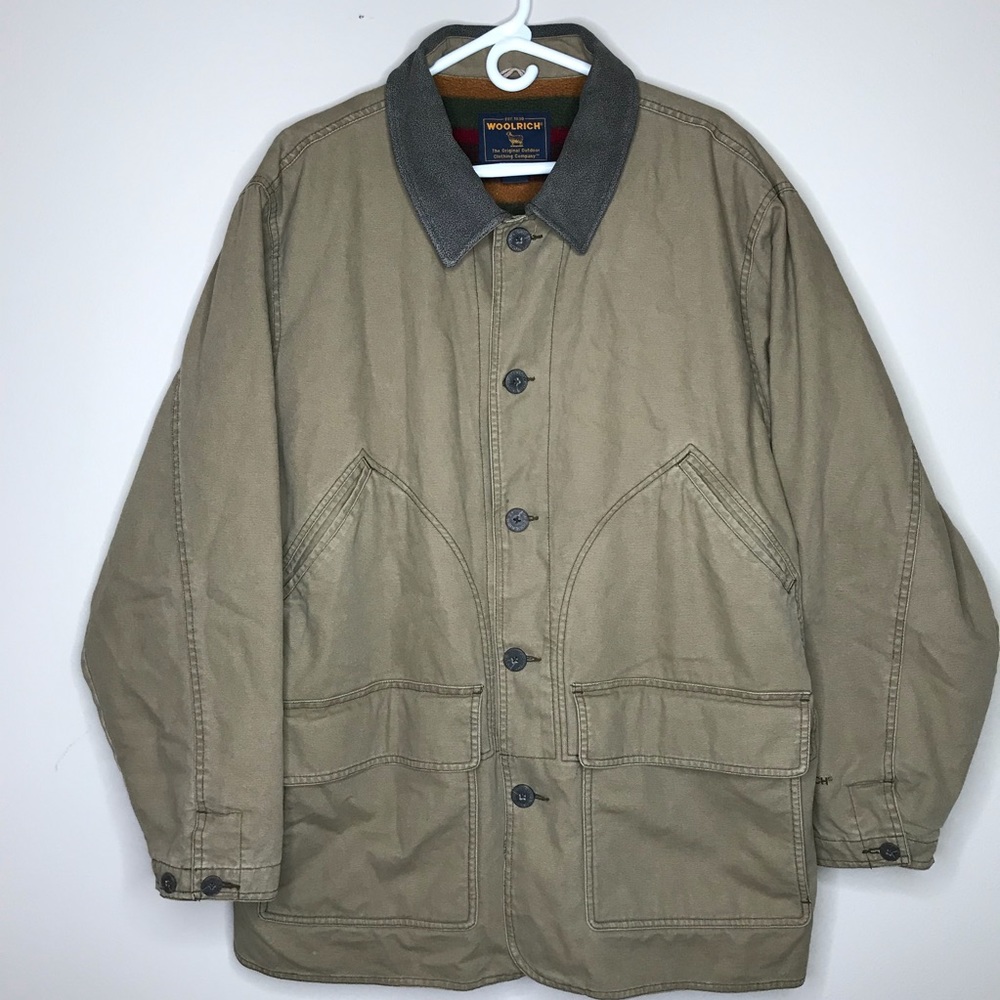 Woolrich Men’s Coat Jacket Large Fleece Line Brown